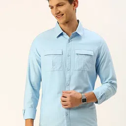 Thomas Scott Cotton Twill Classic Slim Fit Opaque Casual Shirt-image-64