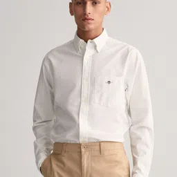 GANT Solid Button Down Regular Fit Shirt-image-54