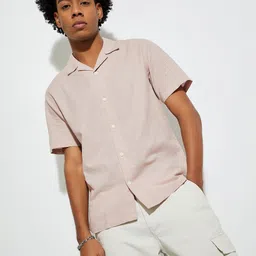 max Men Cuban Collar Solid Cotton Casual Shirt-image-47