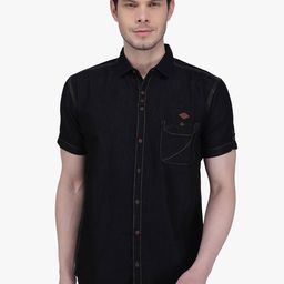 Kuons Avenue Men Black Smart Slim Fit Cotton Denim Casual Shirt-image-87