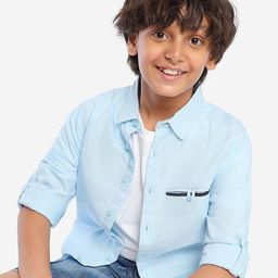 BONKIDS Boys Standard Spread Collar Roll-Up Sleeves Cotton Casual Shirt-image-82