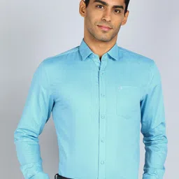 Sam and Jack Smart Spread Collar Cotton Chambray Formal Shirt-image-37