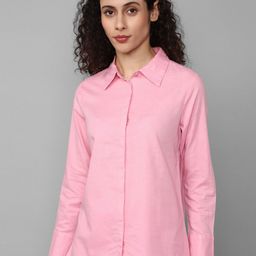 Allen Solly Woman Pink Opaque Cotton Linen Casual Shirt-picture-13