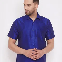 VASTRAMAY Premium Spread Collar Silk Shirt-picture-42