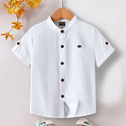 BAESD Boys Premium Band Collar Denim Weave Cotton Casual Shirt-image-26