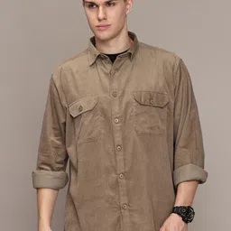 FCUK Men Premium Fit Spread Collar Textured Cotton Casual Shirt-image-33