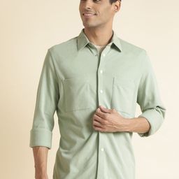 Andamen Green Premium Fit Opaque Cotton Casual Shirt-image-16