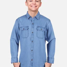 Gini and Jony Boys Regular Fit Spread Collar Long Sleeve Denim Casual Shirt-image-32