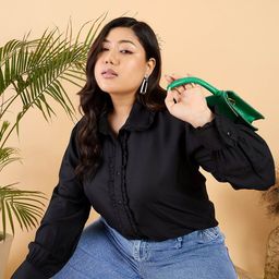 CURVY STREET Plus Size Comfort Opaque Frilled Casual Shirt-image-45