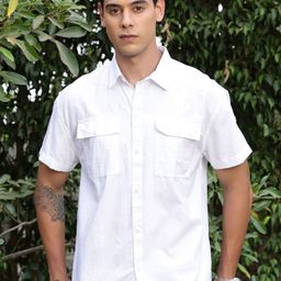 Thomas Scott Smart Boxy Short Sleeves Spread Collar Cotton Opaque Casual Shirt-picture-1