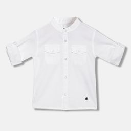 Blue Giraffe Boys Band Collar Pure Cotton Casual Shirt-image-23