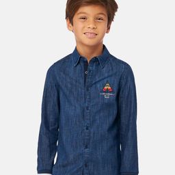 One Friday Boys Classic Spread Collar Denim Cotton Casual Shirt-picture-32
