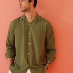 Indian Needle Men Classic Cuban Collar Textured Cotton Casual Shirt-picture-22