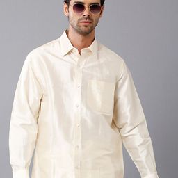 Khoday Williams Spread Collar Classic Opaque Silk Ethnic Shirt-image-80