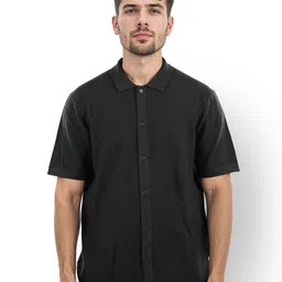 Celio Classic Spread Collar Short Sleeves Curved Cotton Casual Shirt-image-23