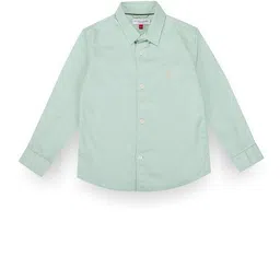 U.S. Polo Assn. Kids Boys Green Spread Collar Classic Cotton Regular Fit Casual Shirt-image-31
