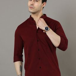 Bushirt Cotton Mandarin Collar Classic Opaque Casual Shirt-picture-11