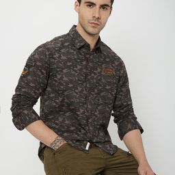 Mufti Men Trim Slim Fit Camouflage Printed Casual Pure Cotton Shirt-image-59
