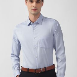 Peter England Elite Slim Fit Textured Self Design Pure Cotton Formal Shirt-image-63