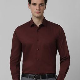 Peter England Men Spread Collar Solid Cotton Formal Shirt-image-88