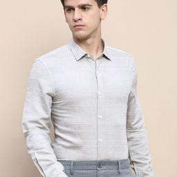 INVICTUS Standard Slim Fit Horizontal Stripes Spread Collar Cotton Formal Shirt-image-57