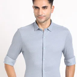 Turtle Standard Slim Fit Micro Ditsy Self Design Cotton Formal Shirt-image-47