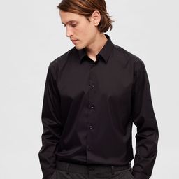 SELECTED Slim Fit Spread Collar Opaque Cotton Formal Shirt-image-97