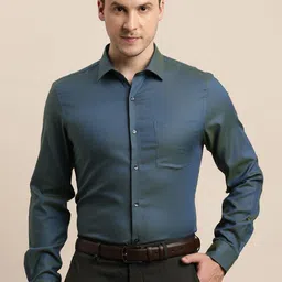 Turtle Men Solid Spread Collar Formal Shirt-image-24