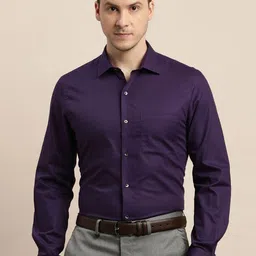 Turtle Men Solid Spread Collar Formal Shirt-image-81