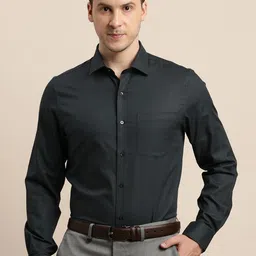 Turtle Men Self Design Spread Collar Formal Shirts-20