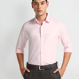 Arrow Slim Fit Spread Collar Opaque Twill Cotton Formal Shirt-image-84