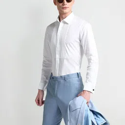 Arrow Slim Fit Pin Tuck Pure Cotton Formal Shirt-image-38