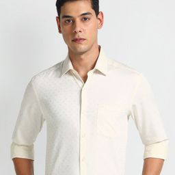 Arrow Slim Fit Spread Collar Opaque Cotton Formal Shirt-image-37