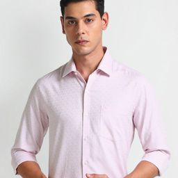 Arrow Floral Printed Cotton Slim Fit Formal Shirt-image-59