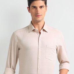 Arrow Slim Fit Windowpane Checked Pure Cotton Formal Shirt-image-75