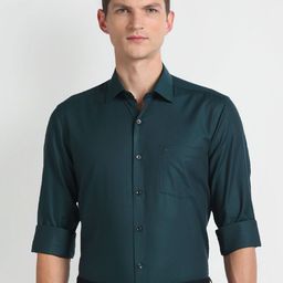 Arrow Slim Fit Cotton Formal Dobby Shirt-image-51