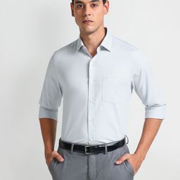 Arrow Manhattan Slim Fit Spread Collar Opaque Cotton Formal Shirt-image-91