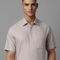 Louis Philippe Spread Collar Short Sleeves Regular Fit Cotton Formal Shirt-image-76