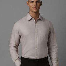Louis Philippe Classic Fit Self Design Pure Cotton Formal Shirt-image-70