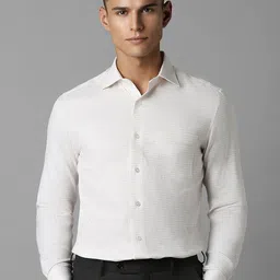 Louis Philippe Men Micro Checked Pure Cotton Formal Classic Fit Shirt-image-76