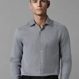 Louis Philippe Men Pure Cotton Textured Self Design Opaque Formal Shirt-image-35