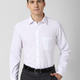Peter England Men White Monochrome Formal Shirt-image-33