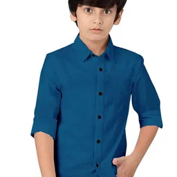 BAESD Boys Cotton Spread Collar Curved Regular Fit Casual Shirt-image-59
