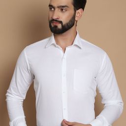 TAG 7 Straight Fit Spread Collar Long Sleeves Twill Weave Pure Cotton Formal Shirt-image-79