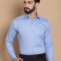 TAG 7 Straight Fit Spread Collar Long Sleeves Oxford Weave Pure Cotton Formal Shirt-image-66