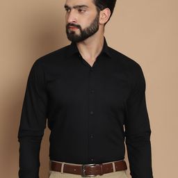 TAG 7 Straight Fit Spread Collar Long Sleeves Chambray Weave Pure Cotton Formal Shirt-image-59