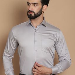 TAG 7 Straight Cutaway Collar Long Sleeves Satin Giza Cotton Formal Shirt-image-64