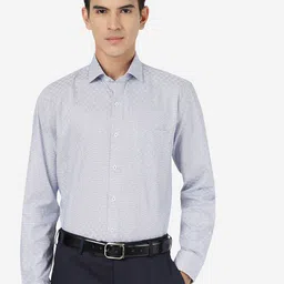 JADE BLUE Micro Checked Pure Cotton Formal Shirt-image-54