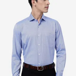 JADE BLUE Self Design Opaque Cotton Formal Shirt-image-80