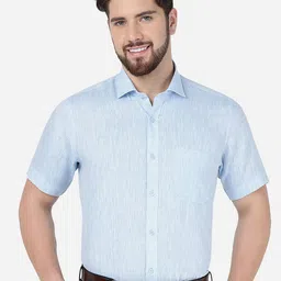JADE BLUE Men Regular Fit Comfort Linen Formal Shirt-image-9